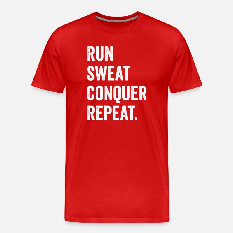 Run. Sweat. Conquer. Repeat. - Men's Premium Organic T-Shirt - red