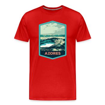 Wappen Lagune 7 Städte, S. Miguel, Azoren Portugal - Männer Premium Bio T-Shirt - Rot - Vorne - Damien (186cm)