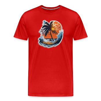 Sunset - Men's Premium Organic T-Shirt - red - Front - Damien (186cm)