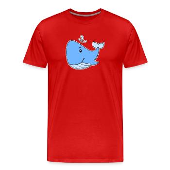Ozean Wal - Männer Premium Bio T-Shirt - Rot - Vorne - Damien (186cm)