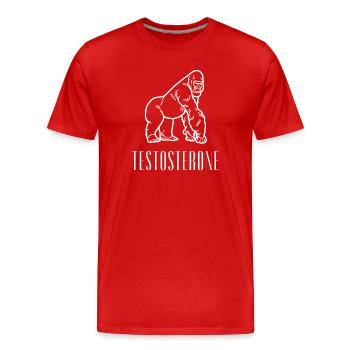 Testosterone Gorilla Alpha Gym Motivation Tee - Men's Premium Organic T-Shirt - red - Front - Damien (186cm)