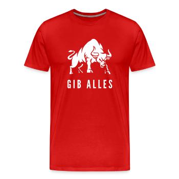 Give It All Bull Gym Motivation Mindset Shirt - Men's Premium Organic T-Shirt - red - Front - Damien (186cm)