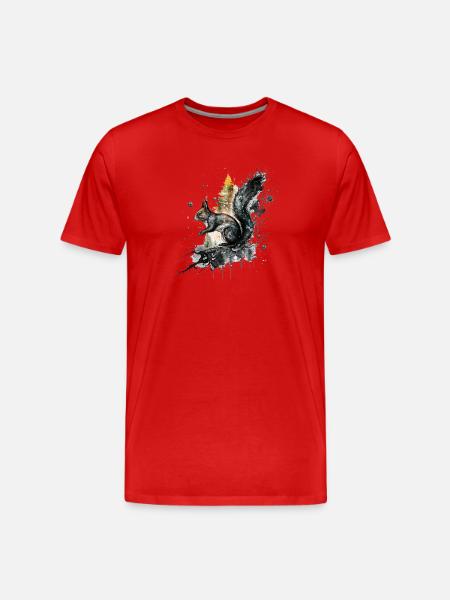Wildtierkunst mit Wasserfarben-Effekt - Männer Premium Bio T-Shirt - Rot