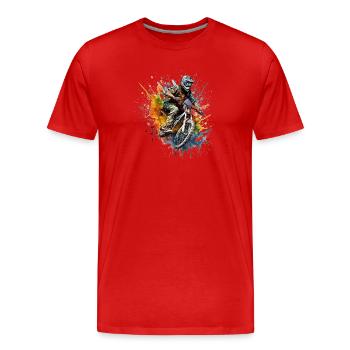 Vététistes - T-shirt bio Premium Homme - rouge - Devant - Damien (186cm)