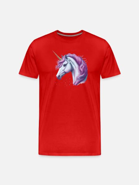Einhorn - Männer Premium Bio T-Shirt - Rot