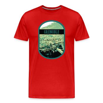 Panorama Grenoble: Einzelsicht-Seilbahn - Männer Premium Bio T-Shirt - Rot - Vorne - Damien (186cm)