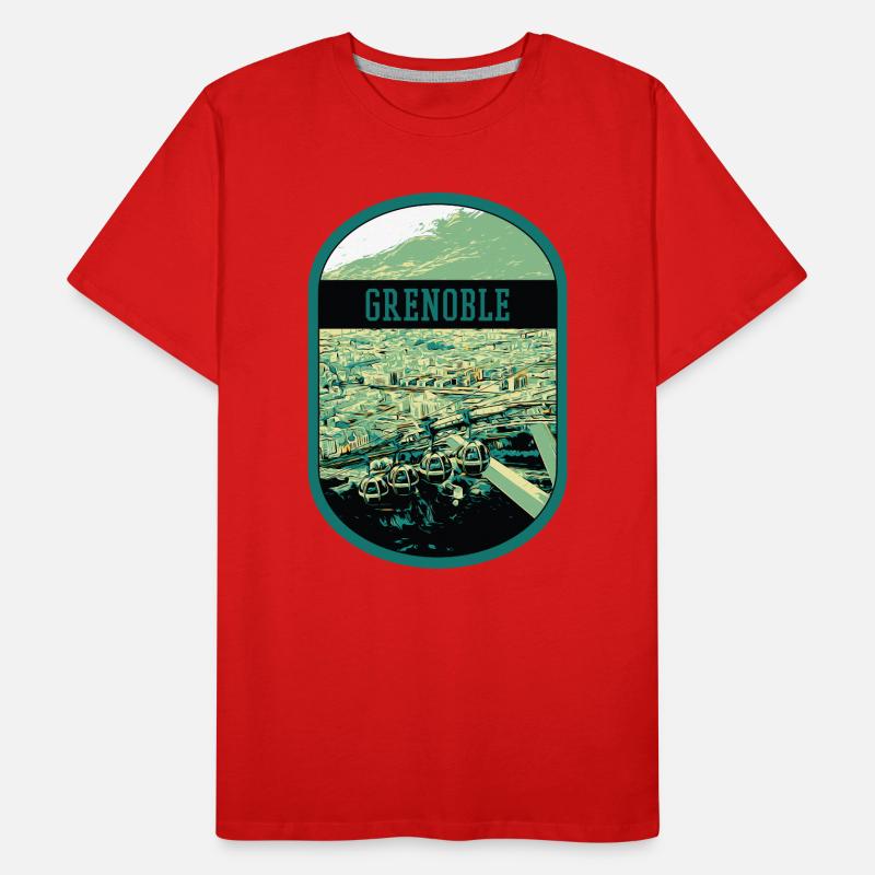 Panoramic Grenoble: Single View Cable Car Men's Premium Organic T-Shirt