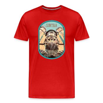 Illustration Eingang Pena Palace, Sintra, Portugal - Männer Premium Bio T-Shirt - Rot - Vorne - Damien (186cm)