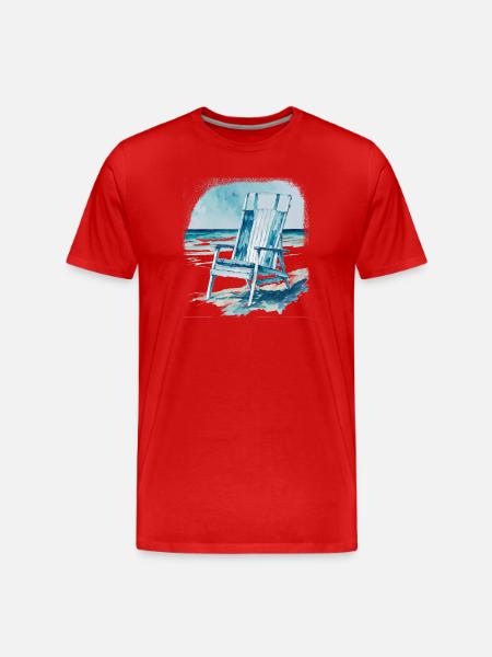 Liegestuhl am Strand - Männer Premium Bio T-Shirt - Rot