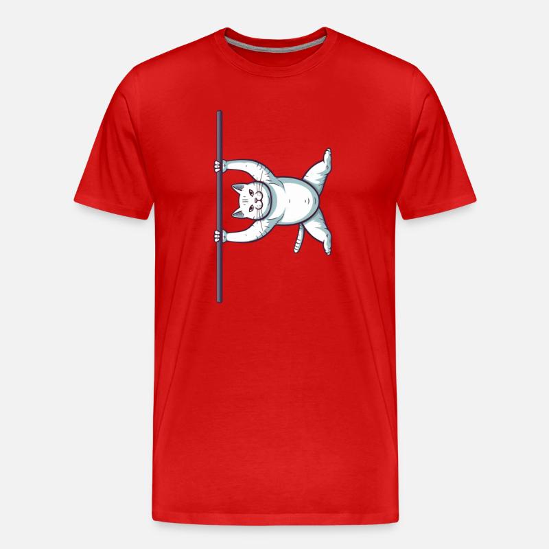 Weiße Comic Katze im Iron X - Männer Premium Bio T-Shirt - Rot