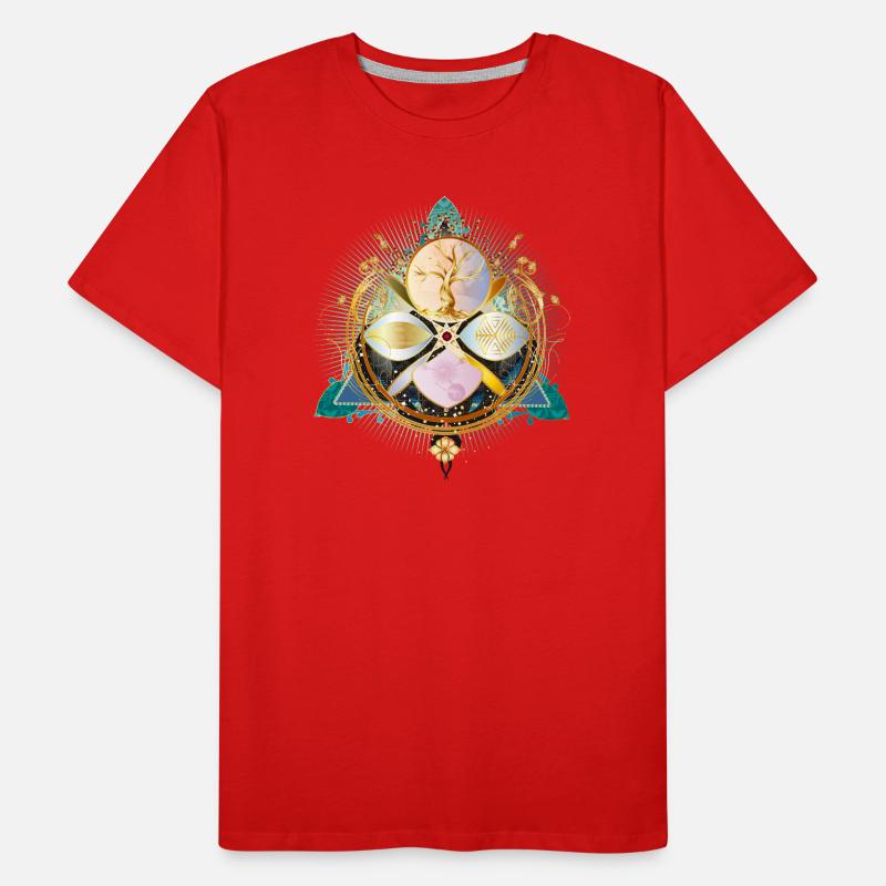 Amulette avec arbre doré et éléments de la nature T-shirt bio Premium Homme