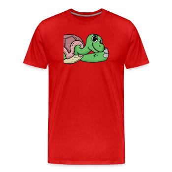 Schildkröte Gruß Begrüßung - Männer Premium Bio T-Shirt - Rot - Vorne - Damien (186cm)