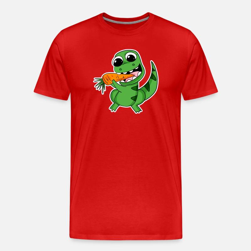 Dino eats carrot - Men's Premium Organic T-Shirt - red
