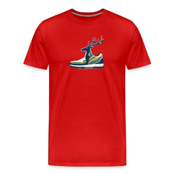 Waldlauf Laufen Hirsch Turnschuh Laufschuh Reh - Männer Premium Bio T-Shirt - Rot - Vorne - Damien (186cm)