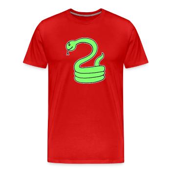 Schlange - Grüne Schlange - Männer Premium Bio T-Shirt - Rot - Vorne - Damien (186cm)