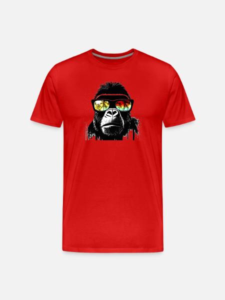 Gorilla with palm tree sunglasses - Men's Premium Organic T-Shirt - red