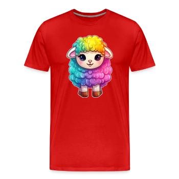 Buntes Schaf Regenbogen LGBTQ Tier Wolle Gender - Männer Premium Bio T-Shirt - Rot - Vorne - Damien (186cm)