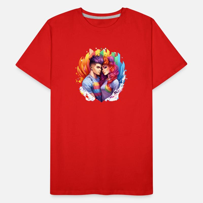 Regenbogenliebe Duo im Farbrausch Männer Premium Bio T-Shirt