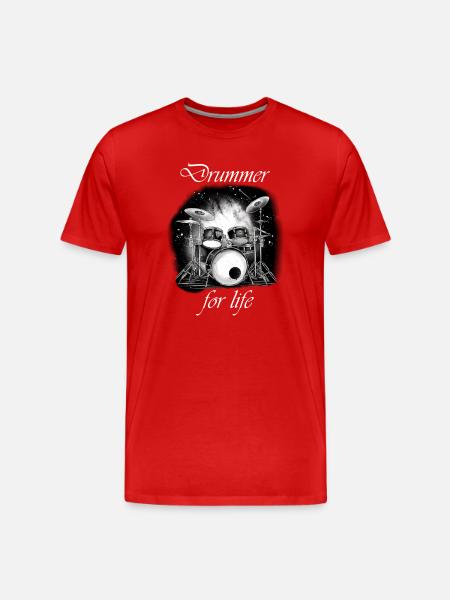 Drummer for life white - Men's Premium Organic T-Shirt - red