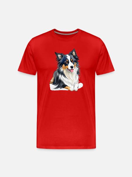 Border Collie - Männer Premium Bio T-Shirt - Rot