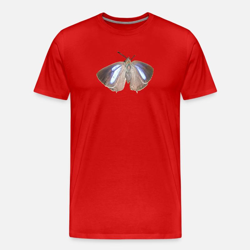 Blauer Eichen-Zipfelfalter - Männer Premium Bio T-Shirt - Rot