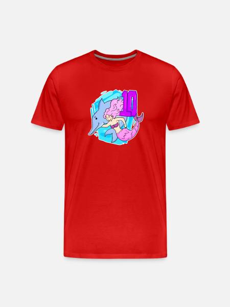 Pige - 10 års fødselsdag Havfrue - Datter - Herre Premium T-shirt økologisk - rød