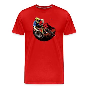 Peak Rider Mountainbike Action - Männer Premium Bio T-Shirt - Rot - Vorne - Damien (186cm)