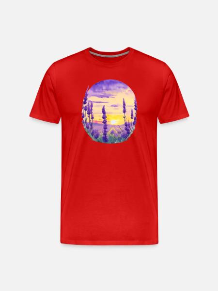 Lavendelfeld - Männer Premium Bio T-Shirt - Rot