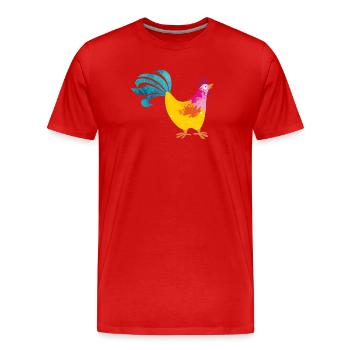 Hahn Bauernhof Kinder farbenfroh Bauer Hof Chef - Männer Premium Bio T-Shirt - Rot - Vorne - Damien (186cm)