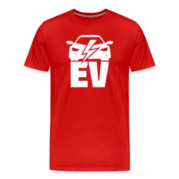 EV - Véhicule électrique pour les fans de voitures électriques - T-shirt bio Premium Homme - rouge - Devant - Damien (186cm)