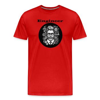 Ingénieur - T-shirt bio Premium Homme - rouge - Devant - Damien (186cm)