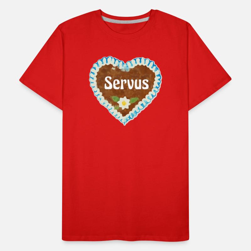 Lebkuchenherz Servus Männer Premium Bio T-Shirt