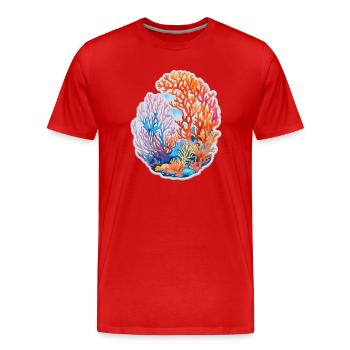 Coral - Men's Premium Organic T-Shirt - red - Front - Damien (186cm)