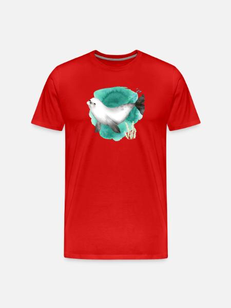 Aquarelle Mignon phoque dans l’océan - T-shirt bio Premium Homme - rouge