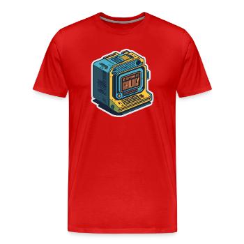 Ordinateur rétro - T-shirt bio Premium Homme - rouge - Devant - Damien (186cm)