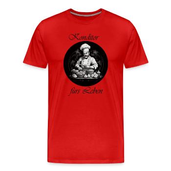 Konditor für Leben - Männer Premium Bio T-Shirt - Rot - Vorne - Damien (186cm)