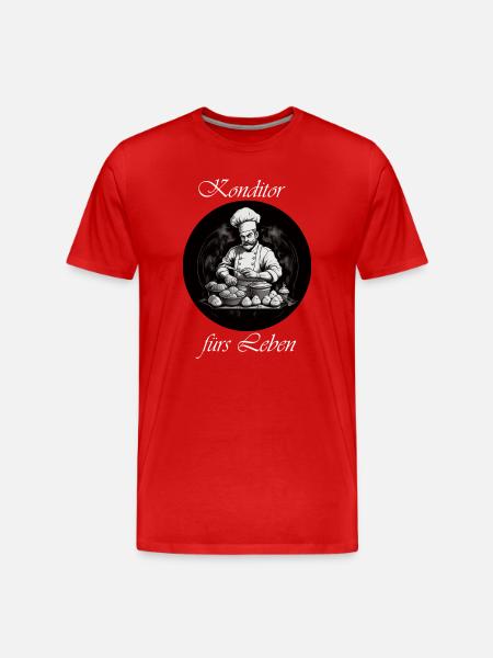 Konditor für Leben weiß - Männer Premium Bio T-Shirt - Rot