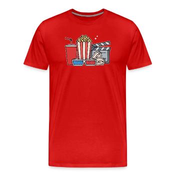 Popcorn Cineast Statement Movies Movie Night Movies - Men's Premium Organic T-Shirt - red - Front - Damien (186cm)