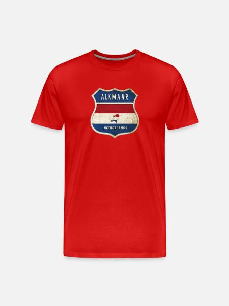 Alkmaar Pays-Bas Drapeaux Armoiries - T-shirt bio Premium Homme - rouge