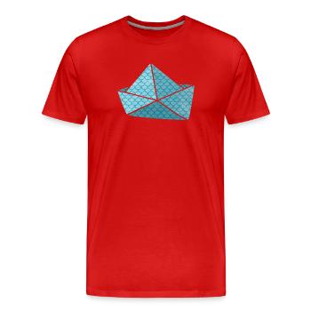 Paper boat fish shed holiday ready ship boat - Men's Premium Organic T-Shirt - red - Front - Damien (186cm)