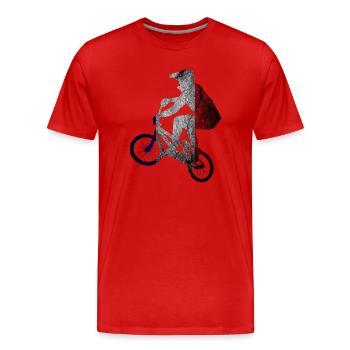 Tri-Color Cyclist Silhouette - Men's Premium Organic T-Shirt - red - Front - Damien (186cm)