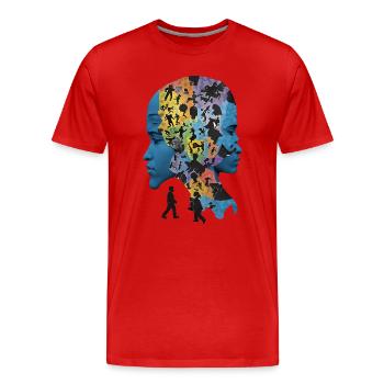 Le puzzle humain - T-shirt bio Premium Homme - rouge - Devant - Damien (186cm)
