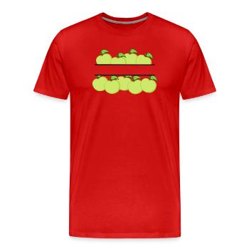 Bannière de pommes avec pomme verte - T-shirt bio Premium Homme - rouge - Devant - Damien (186cm)