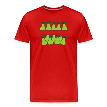 Birnenbanner mit grünen Birnen - Männer Premium Bio T-Shirt - Rot - Vorne - Damien (186cm)