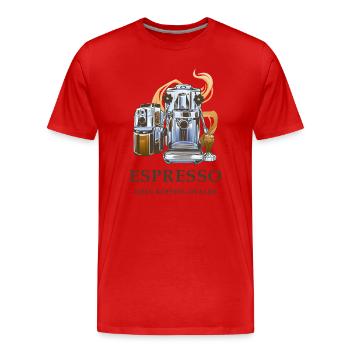 Espresso Design - Männer Premium Bio T-Shirt - Rot - Vorne - Damien (186cm)