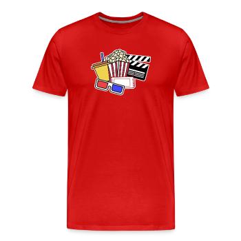 Movie Night Popcorn Theater Streaming Movies Filme - Men's Premium Organic T-Shirt - red - Front - Damien (186cm)