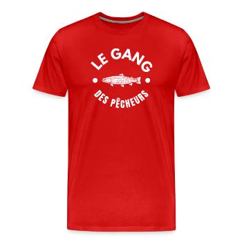 pêche, fan de pêche, canne à pêche - T-shirt bio Premium Homme - rouge - Devant - Damien (186cm)