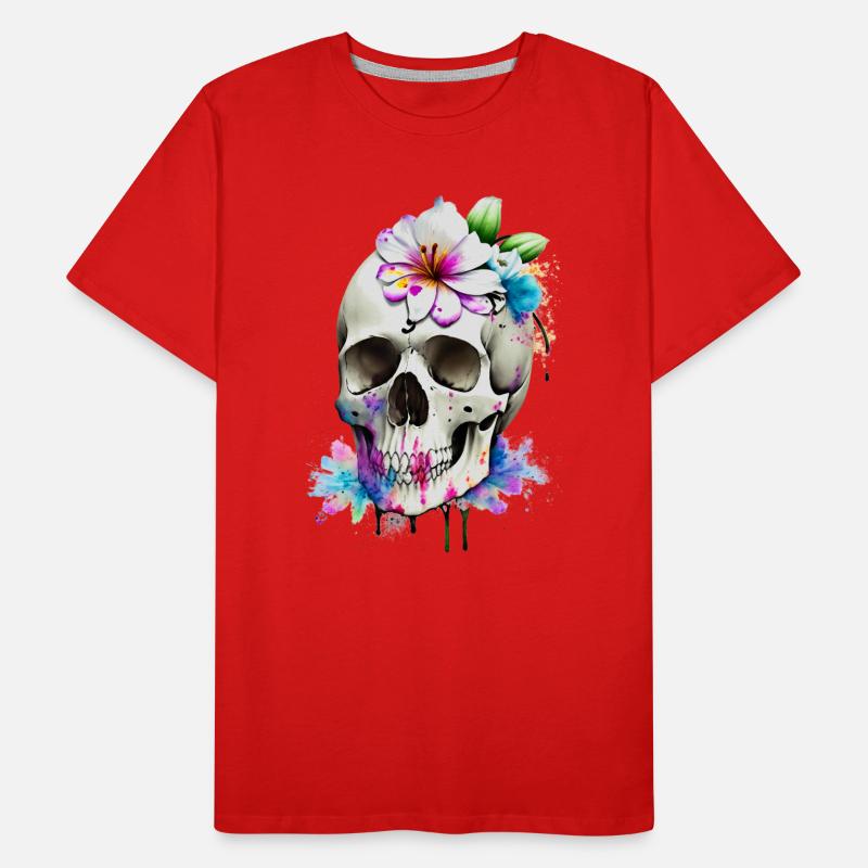 Crâne avec lys T-shirt bio Premium Homme