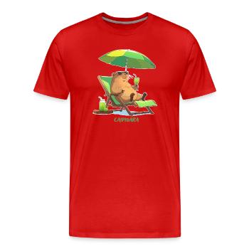 Caipibara Summer Capybara Motif - Men's Premium Organic T-Shirt - red - Front - Damien (186cm)