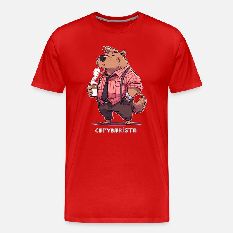 Capybarista Kaffee Capybara Motiv - Männer Premium Bio T-Shirt - Rot